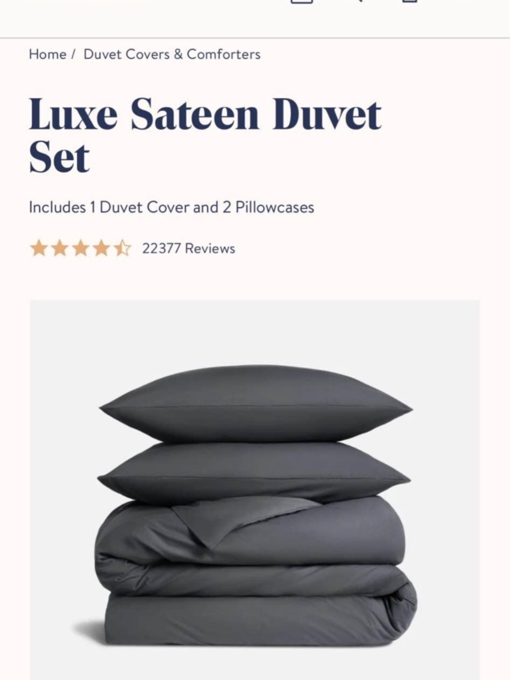 Brooklinen king gray duvet cover and 2 pillowcases